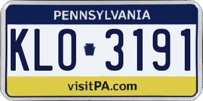 PA license plate KLO3191