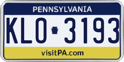 PA license plate KLO3193