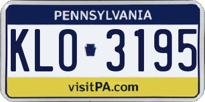 PA license plate KLO3195