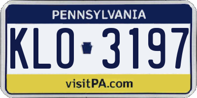 PA license plate KLO3197
