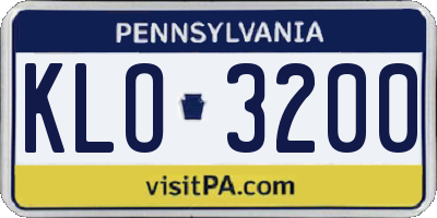 PA license plate KLO3200