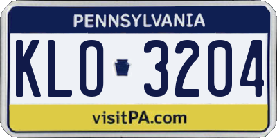 PA license plate KLO3204