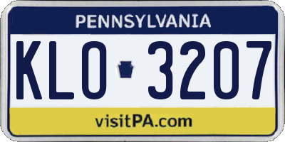 PA license plate KLO3207