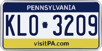 PA license plate KLO3209