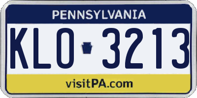 PA license plate KLO3213