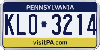PA license plate KLO3214