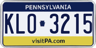 PA license plate KLO3215