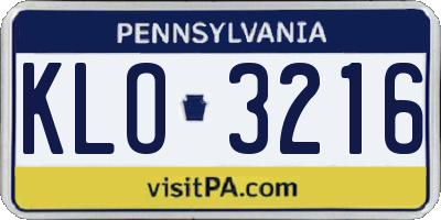 PA license plate KLO3216