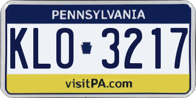 PA license plate KLO3217