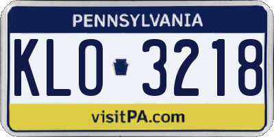 PA license plate KLO3218