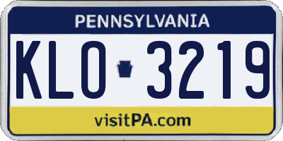 PA license plate KLO3219