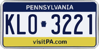 PA license plate KLO3221