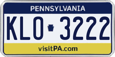 PA license plate KLO3222