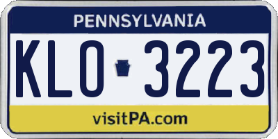 PA license plate KLO3223