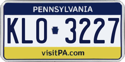 PA license plate KLO3227