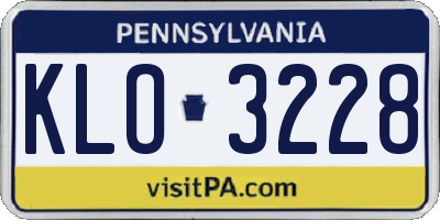 PA license plate KLO3228