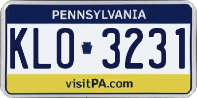 PA license plate KLO3231
