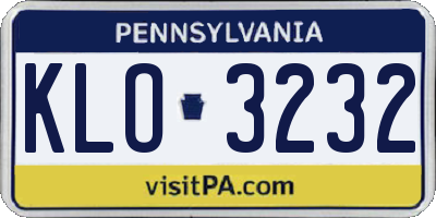 PA license plate KLO3232