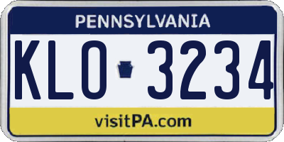 PA license plate KLO3234