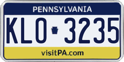 PA license plate KLO3235