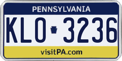 PA license plate KLO3236