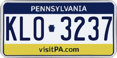 PA license plate KLO3237