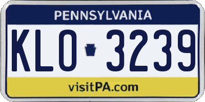 PA license plate KLO3239