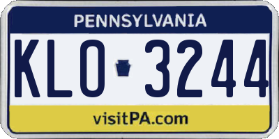 PA license plate KLO3244