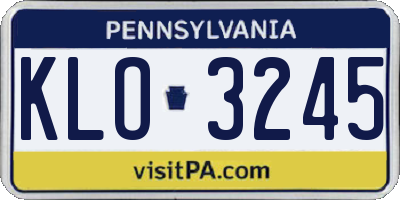 PA license plate KLO3245