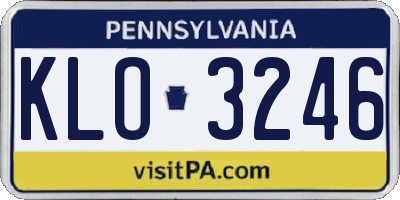 PA license plate KLO3246