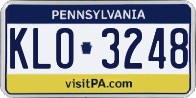 PA license plate KLO3248
