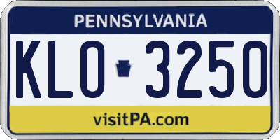 PA license plate KLO3250