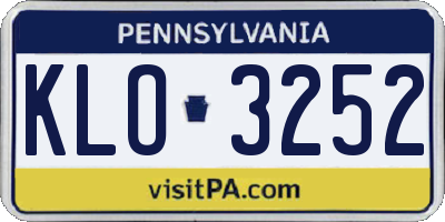 PA license plate KLO3252