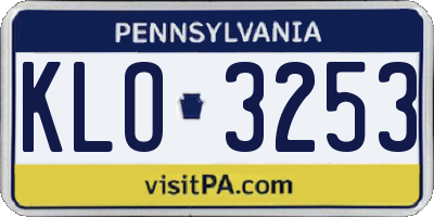 PA license plate KLO3253