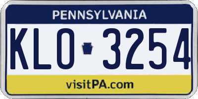 PA license plate KLO3254