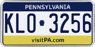 PA license plate KLO3256