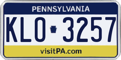 PA license plate KLO3257