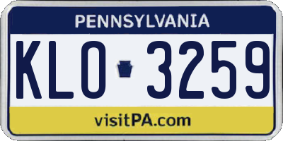 PA license plate KLO3259