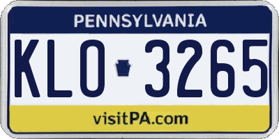 PA license plate KLO3265