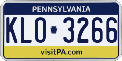 PA license plate KLO3266