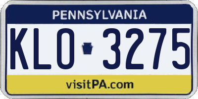 PA license plate KLO3275