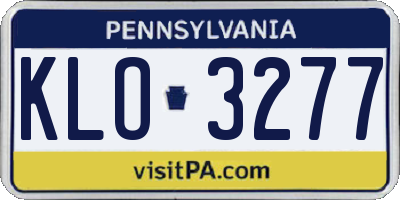 PA license plate KLO3277