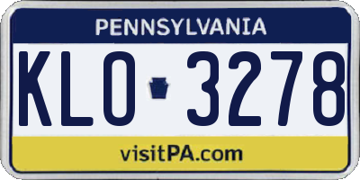 PA license plate KLO3278