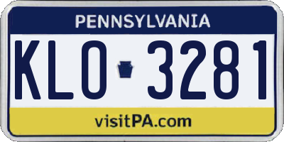 PA license plate KLO3281