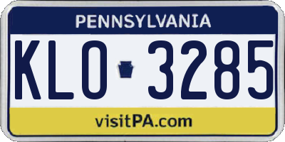 PA license plate KLO3285