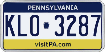 PA license plate KLO3287