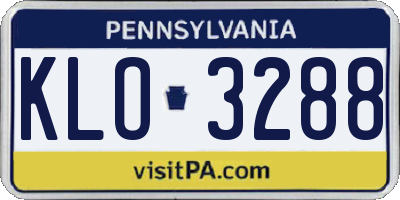 PA license plate KLO3288
