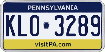 PA license plate KLO3289