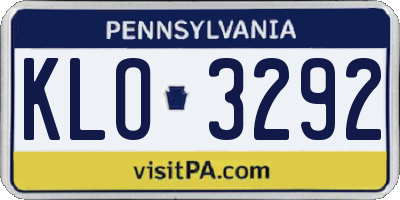 PA license plate KLO3292