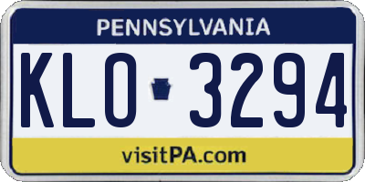 PA license plate KLO3294